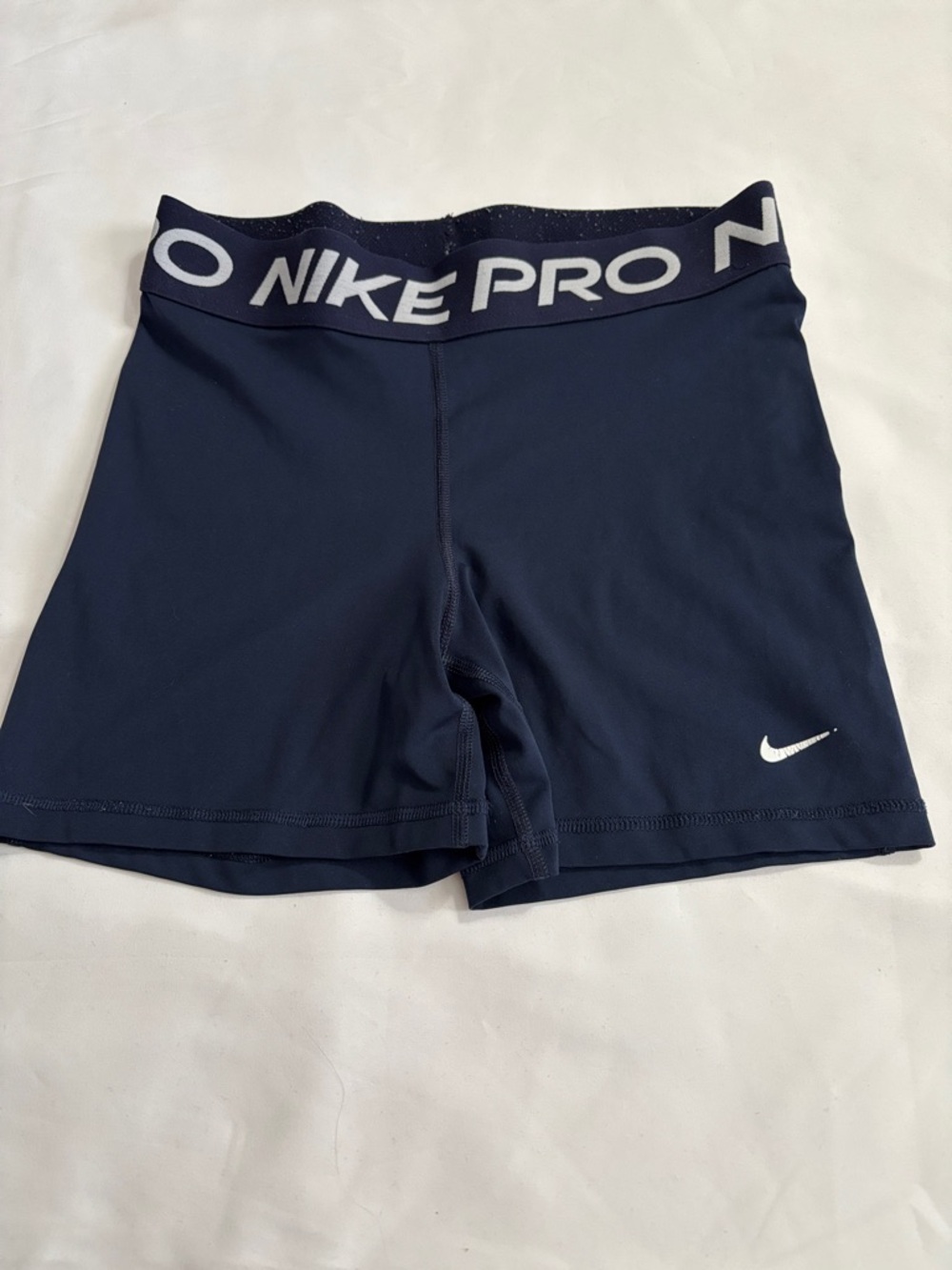 Nike Pro Navy Blue Athletic Compression Shorts with Logo Waistband 5” inseam